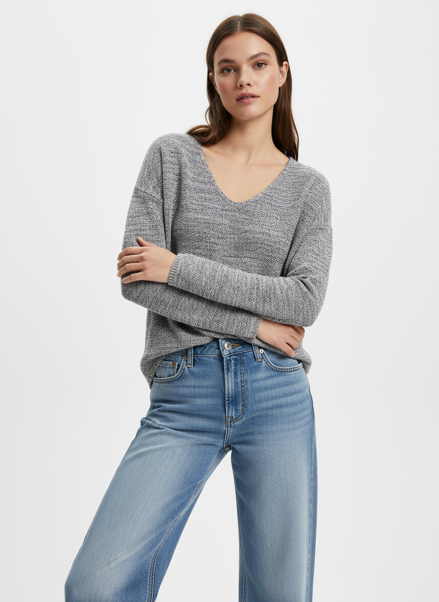 H&M Conscious Grey Marled V-Neck Sweater