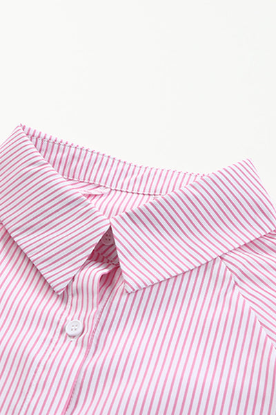 Women'S Solid Color V-Neck Denim Shirt With Short Sleeves