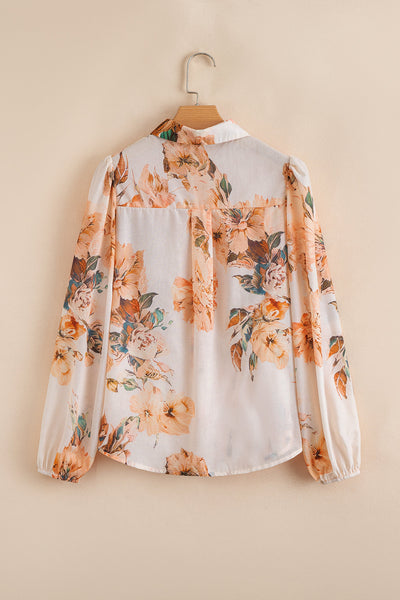 Lightweight Floral Print Blouse for Women - Chic Long Sleeve, Relaxed Fit, Ideal for Spring and Summer Casual Wear