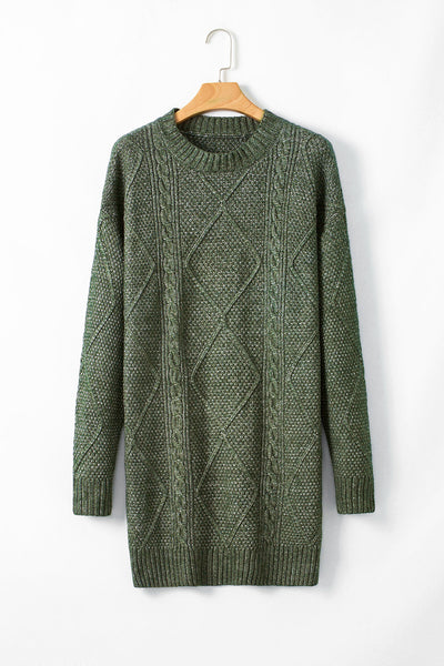Chic Soft Beige Cable Knit Sweater Dress for Women - Cozy, Stylish, and Ideal for Autumn Wardrobe Essentials