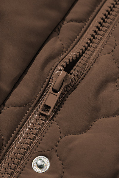 Floral Quilted Vest in Dark Brown with Snap Closures with practical styling and dependable silhouette control.