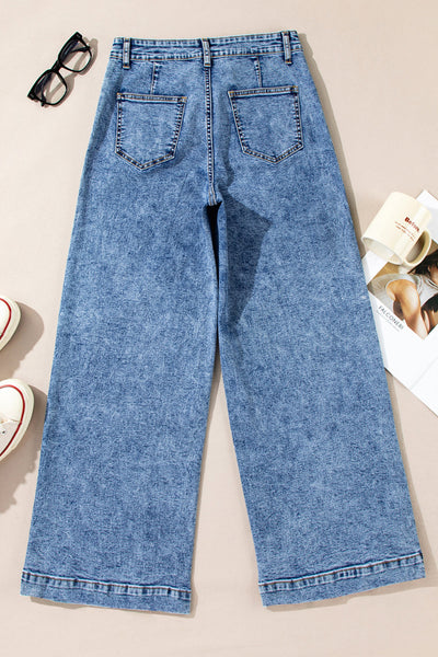Women's Classic Blue Relaxed Fit Straight Leg Jeans - Trendy, Comfortable Denim for Everyday Wear and Effortless Style