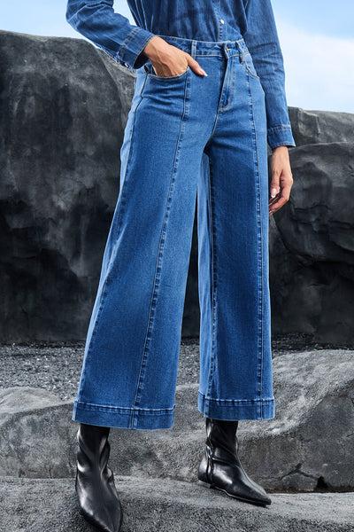 Chic High-Waisted Blue Jeans for Women - Slim Fit Denim for Effortless Everyday Style and Comfort