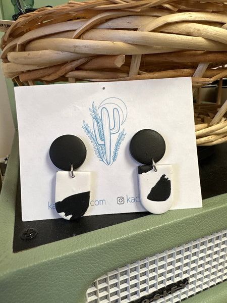 Kactus Blue Cow Print Handmade Clay Earrings