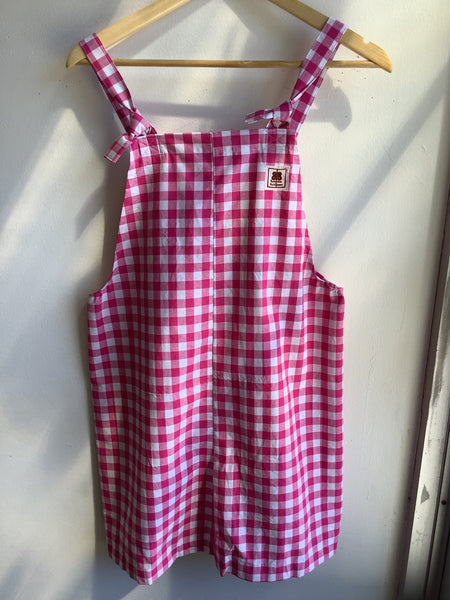 Butterflies in Ballgowns Pink Gingham Short Overalls