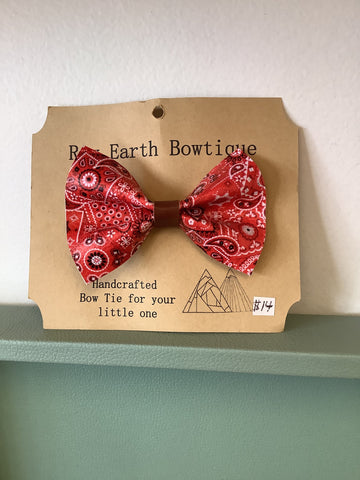 Raw Earth Bowtique Red Leather Paisley print bow tie
