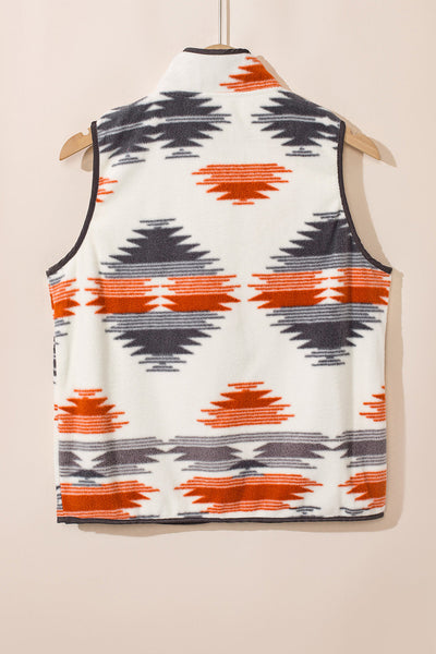 Women's Multicolor Fuzzy Aztec Western Fashion Vest Jacket