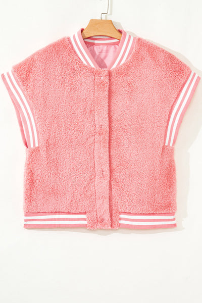 Cozy Cream Women's Varsity Fleece Vest - Stylish Layering Essential for Casual Outfits and Everyday Comfort