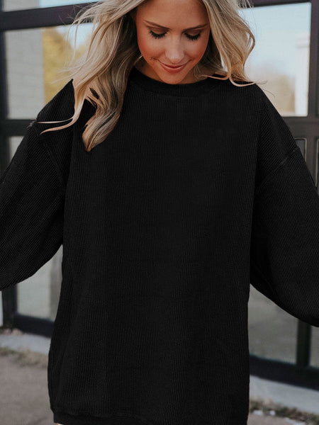 Women's Letter Printed Crewneck Baggy Fit Long Sleeve Tee