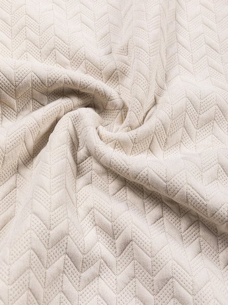 Cozy Beige Quilted Texture Pullover with Raglan Sleeves