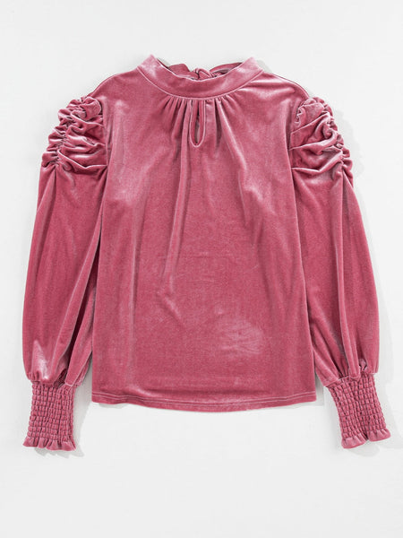 Solid Color Chiffon Loose V-Neck Long Sleeve T-Shirt