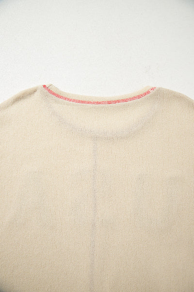 Trendy Women's Long Sleeve Exposed Seam Top in Soft Cotton - Comfortable Casual Style for Effortless Everyday Looks