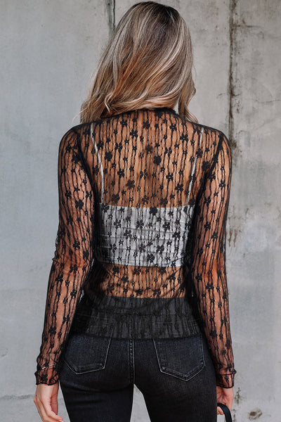 Elegant Black Sheer Blouse for Women - Lightweight, Trendy Fit with Stylish Design for Casual and Evening Wear