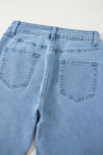 High-Waisted Wide Leg Jeans for Women - Relaxed Fit Classic Blue Denim, Trendy Casual Style for Everyday Fashion