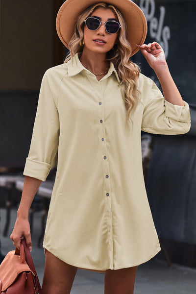 Dusty Rose Corduroy Mini Dress for Women - Chic, Comfortable Style for Effortless Casual Elegance