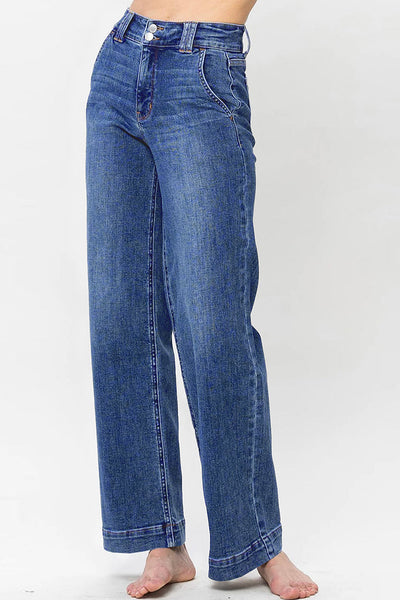 Stylish Women's Ashleigh Blue Straight Leg Jeans with Double Button & Zip Fly  Comfortable Fit for Everyday Fashion