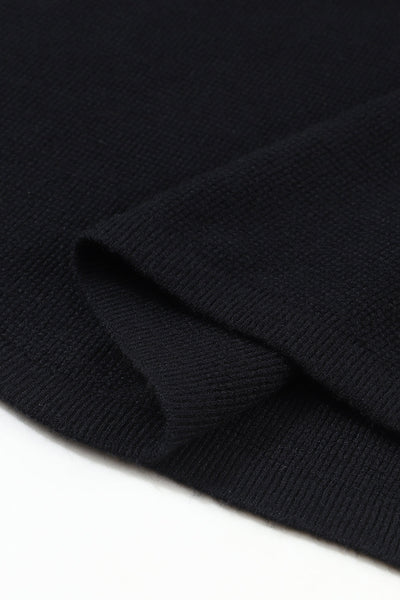 Chic Women's Black Knit Sweater with Striped Sleeves - Cozy Fashion for Fall and Winter, Perfect for Casual Outings