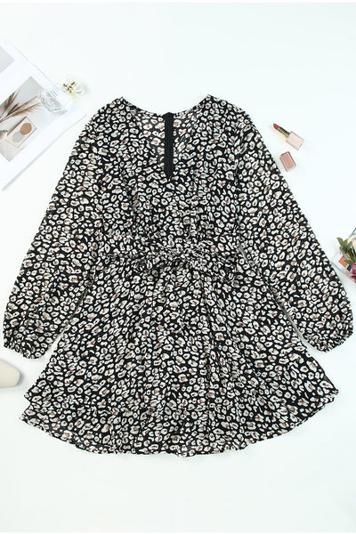 Ruffle Sleeve V Neck Floral Chiffon Maxi Dress