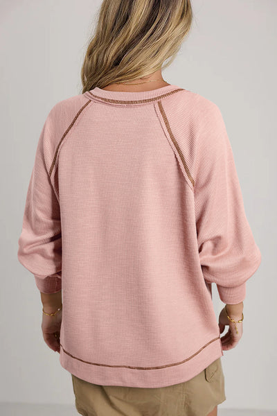 Pastel Textured Knit Top for Women - Stylish Casual Wear, Perfect for Layering and Everyday Outings