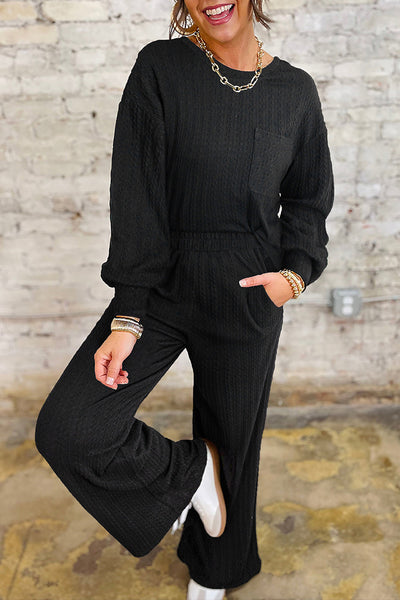 Stylish Women's Black 2-Piece Pant Set - Versatile Outfit for Casual or Dressy Events, Comfortable and Chic Fit