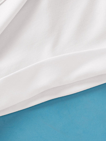 Rolled Sleeve White Shift Shirt with Chest Pocket