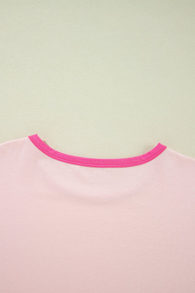 Women's Oversized Colorblock Cotton-Blend Top with Exposed Seams