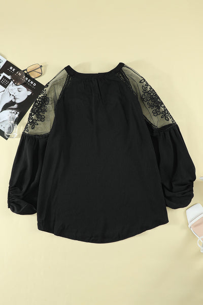 Chic Women's Black Lace Blouse - Elegant Fashion Top for Weddings, Formal Events, and Special Occasions