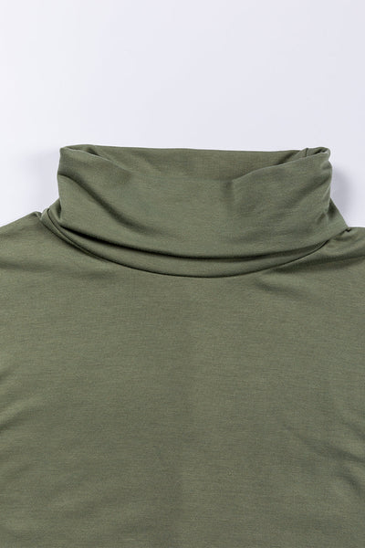 Women's Jungle Green Cowl Neck Tunic Top - Casual Shift Style with Easy Fit for Everyday Comfort and Effortless Chic