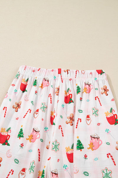 Cozy Pink Christmas Pajama Set for Women - Cute Short Sleeve Top & Pants, Festive Holiday Sleepwear for Ultimate Comfort