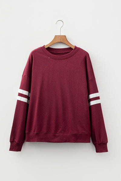 Cozy Women's Varsity Striped Sweatshirt - Trendy Casual Style for Everyday Comfort in Soft Fabric