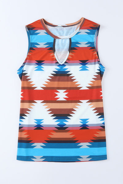 Retro Geometric Print Loose Tank Top