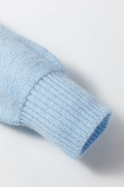 Cozy Women's Light Blue Ribbed Floral Sweater - Stylish Knit Top for Every Season, Perfect for Casual Outings