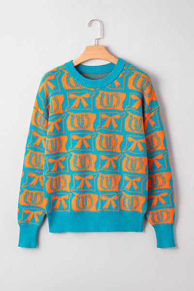 Cozy Boho-Chic Women's Western Print Sweater in Autumn Hues - Ideal for Casual Outings and Stylish Layering