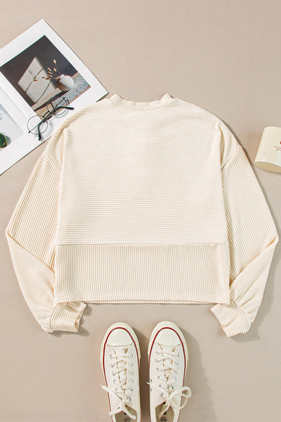 Women‚Äôs Apricot Textured Henley Sweatsuit with Lantern Sleeves Chic, Cozy Outfit for Casual Days and Relaxed Style