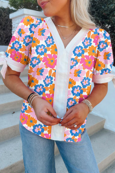 Chic Women's Floral Short Sleeve Blouse - Lightweight Casual Top for Summer Outings and Daily Comfort