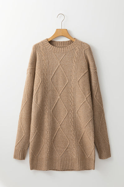 Chic Cream Sweater Dress for Women - Long Sleeve Knit Midi with Belted Waist for Cozy, Effortless Style