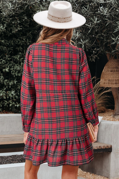 Stylish Women's Red Plaid Mini Dress - Casual Fit with Trendy Details for Effortless Everyday Style