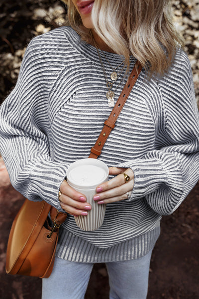 Cozy Chic Women's Striped Knit Sweater in Soft Cotton Blend Perfect for Casual Outings and Stylish Layering Options