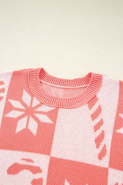 Festive Women's Cozy Red Christmas Sweater - Relaxed Fit Holiday Knitwear with Fun Seasonal Designs