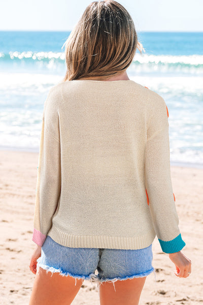 Trendy Women's Floral Knit Sweater - Cozy, Soft Pastel Colors for Casual Spring Style and Comfort