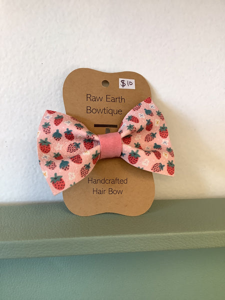 Raw Earth Bowtique Mini Strawberry Hair Bow