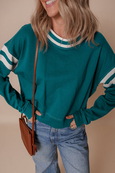 Cozy Women's Striped Sweatshirt in Soft Cotton Blend, Relaxed Fit for Effortless Casual Style and Everyday Comfort