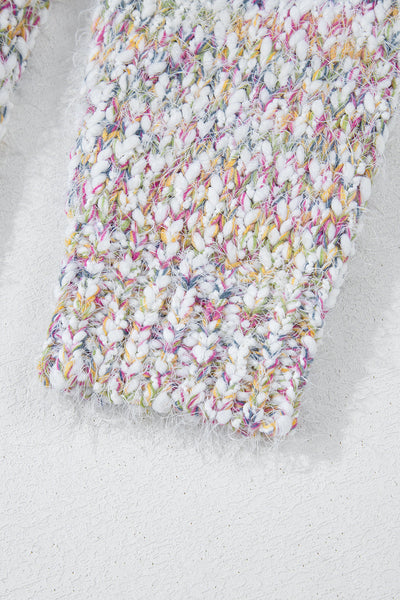 Stylish Women's Multicolor Yellow Confetti Knit Cardigan - Open Front, Perfect Layering Piece for Any Outfit