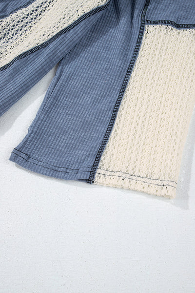 Women's Ashleigh Blue High-Low Crochet Top - Stylish Loose Fit with Exposed Seams for Effortless Comfort