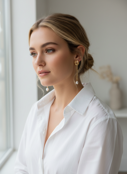 Gold Pearl Drop Dangle Earrings- Standout Boutique( Vancouver, BC)