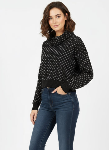 BDG Black & White patterned crop Turtleneck Sweater