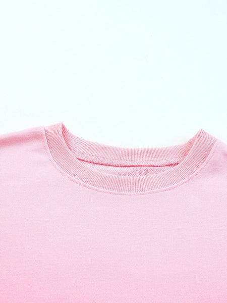 Cozy Pink Crew Neck Long Sleeve Sweatshirt