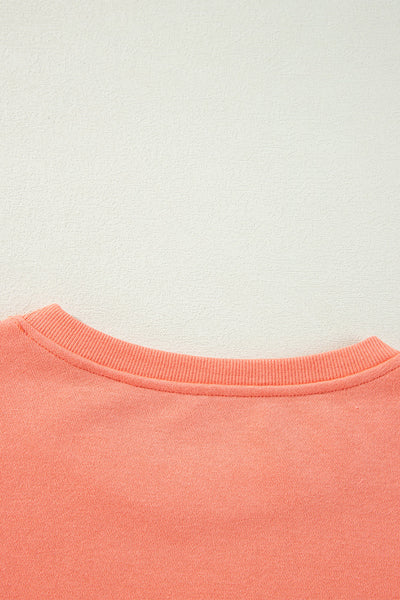 Colorful Women's Loose Fit Crew Neck Sweatshirt with Rainbow Striped Sleeves and Flamingo Design - Casual Style