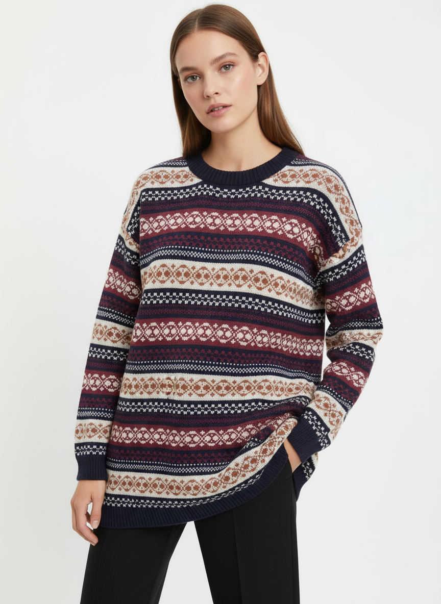 Vintage Fair Isle Knit Sweater Dress