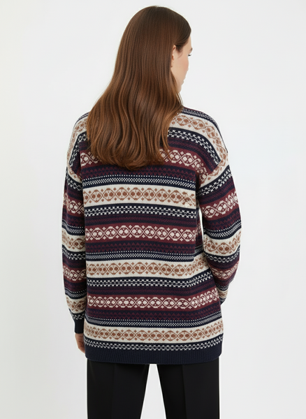 Vintage Fair Isle Knit Sweater Dress